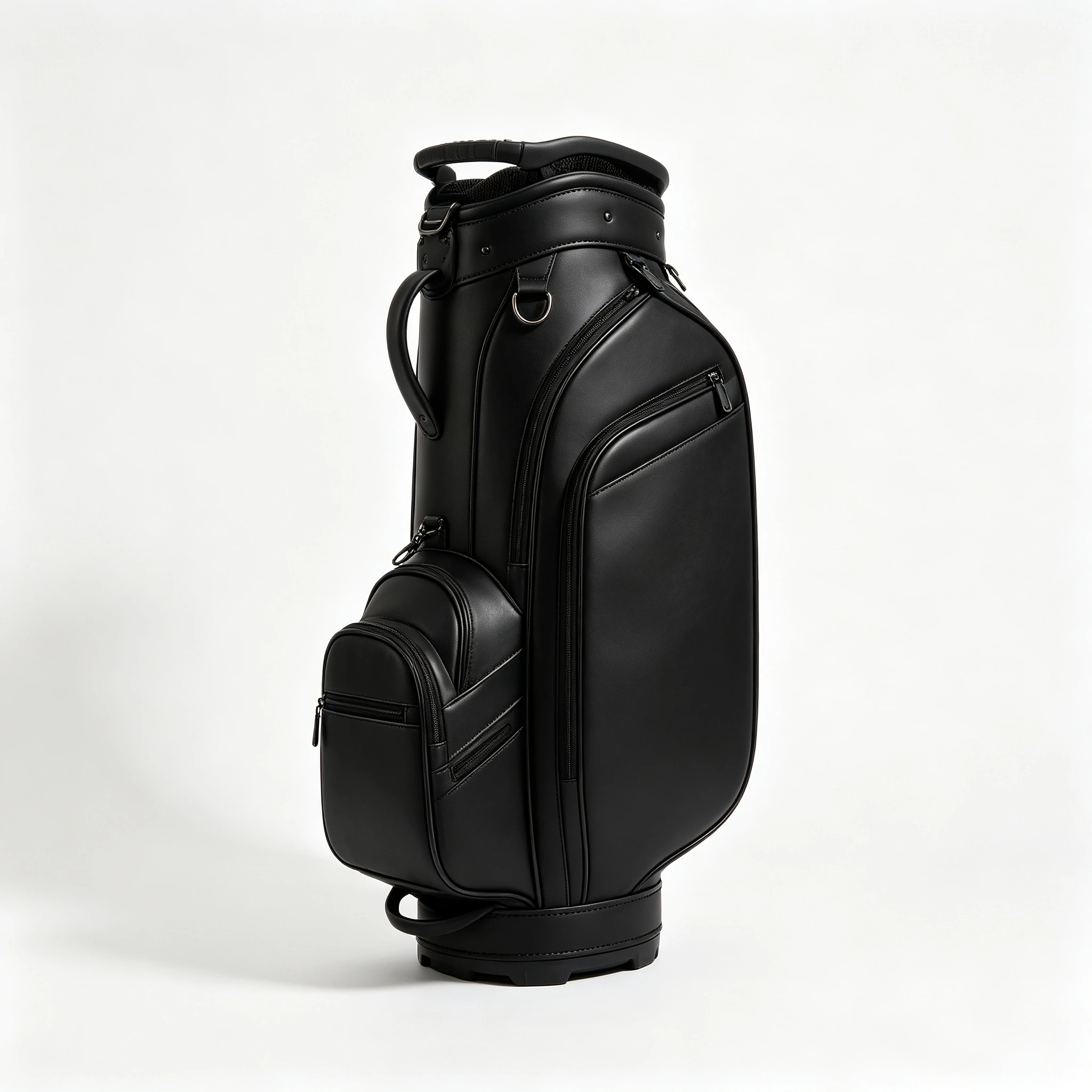 Black leather cart bag with matte premium finish