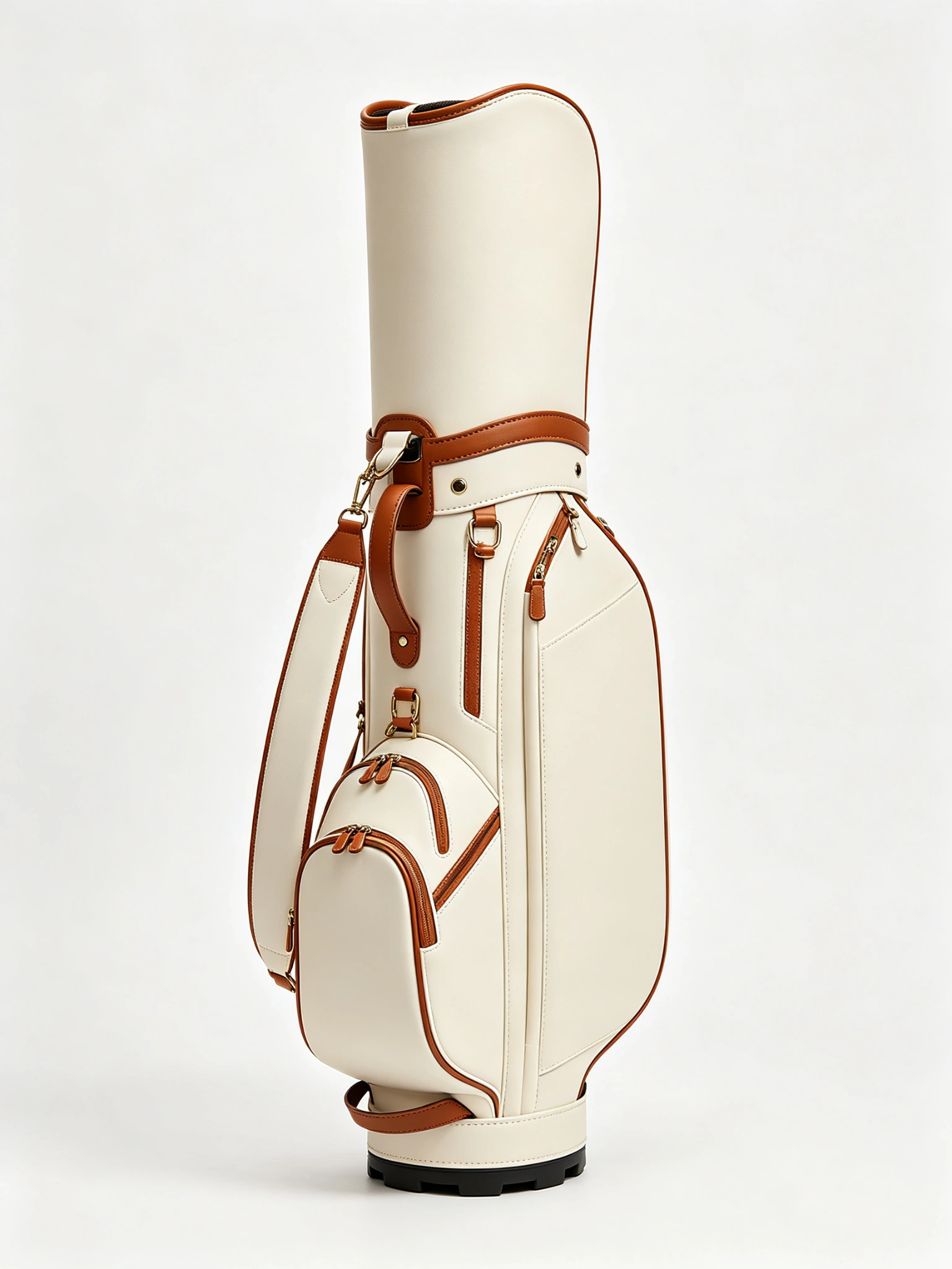 Classic retro leather bag in period-correct cream and brown