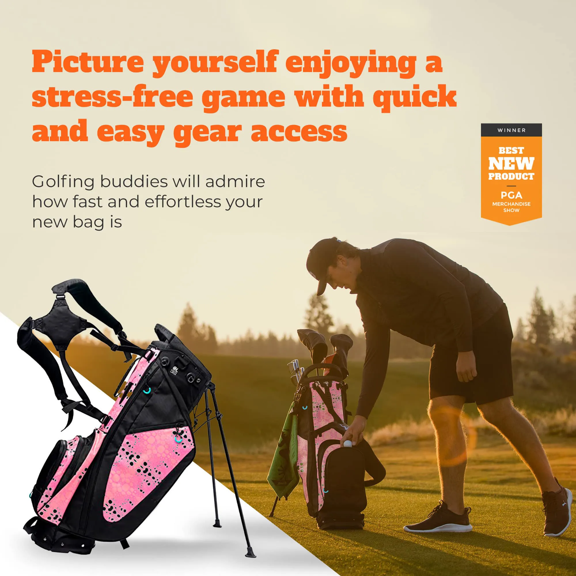 Custom golf bag showing precision stitching and material quality