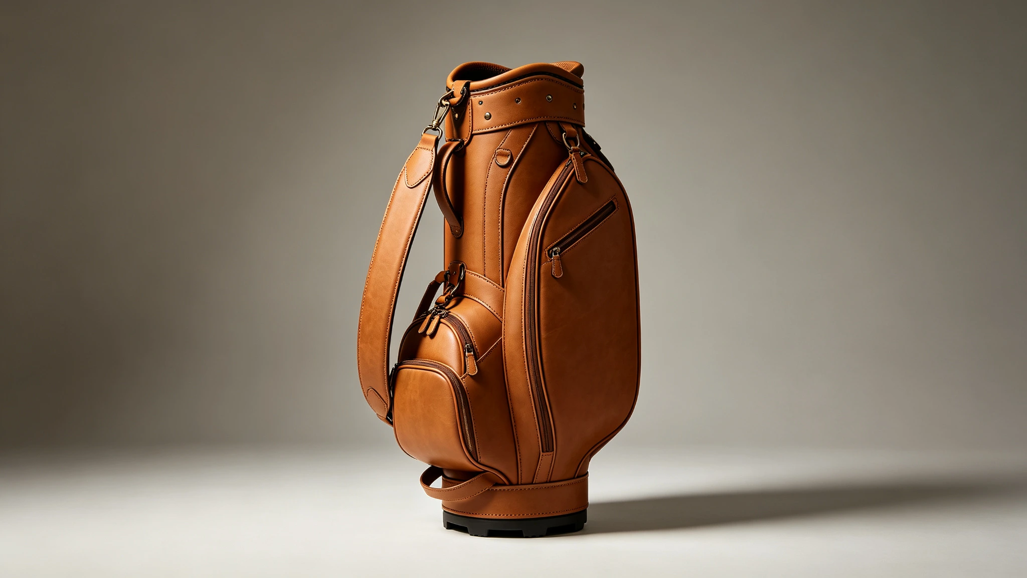 Luxury leather golf bag on the OEM production line